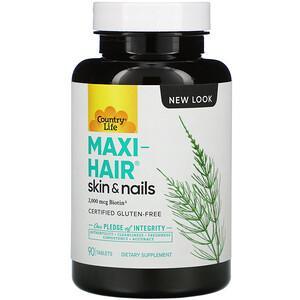 Country Life, Maxi-Hair, Skin & Nails, 90 Tablets - HealthCentralUSA