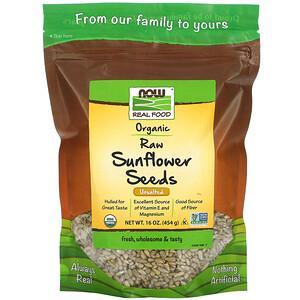 Now Foods, Real Food, Organic Raw Sunflower Seeds, Unsalted, 16 oz (454 g) - HealthCentralUSA