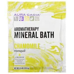 Aura Cacia, Aromatherapy Mineral Bath, Tranquil Chamomile, 2.5 oz (70.9 g) - HealthCentralUSA