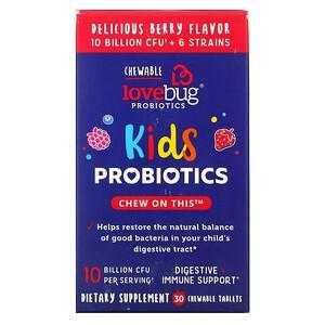 LoveBug Probiotics, Kids Probiotics, Delicious Berry, 10 Billion CFU, 30 Chewable Tablets - HealthCentralUSA