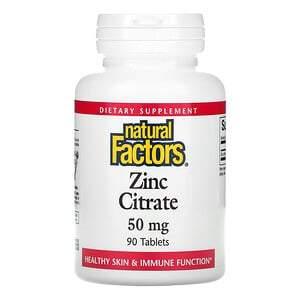 Natural Factors, Zinc Citrate, 50 mg, 90 Tablets - HealthCentralUSA