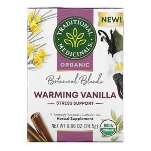 Traditional Medicinals, Organic Botanical Blends Tea, Warming Vanilla, Caffeine Free, 14 Wrapped Tea Bags, 0.86 oz (24.5 g) - HealthCentralUSA