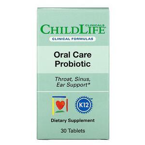 Childlife Clinicals, Oral Care Probiotic, Natural Strawberry, 30 Tablets - HealthCentralUSA