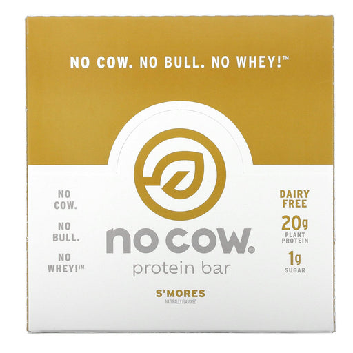 No Cow, Protein Bar, S'mores, 12 Bars, 2.12 oz (60 g) - HealthCentralUSA