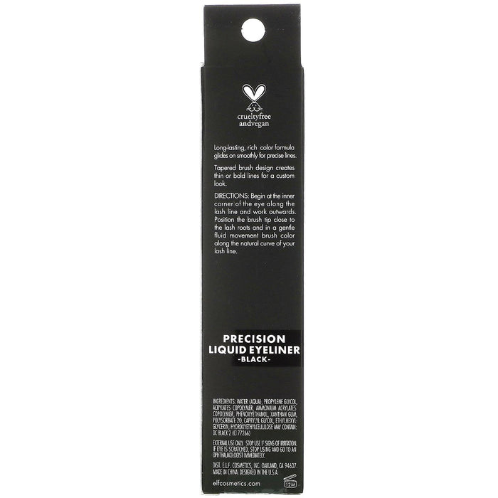 E.L.F., Precision Liquid Eyeliner, Black, 0.13 fl oz (3.5 ml) - HealthCentralUSA