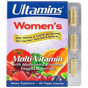 Ultamins, Women's Multivitamin with CoQ10, Mushrooms, Enzymes, Veggies & Berries, 60 Veggie Capsules - HealthCentralUSA