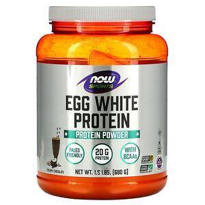 Now Foods, Egg White Protein, Creamy Chocolate, 1.5 lbs (680 g) - HealthCentralUSA