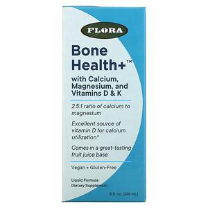 Flora, Bone Health+ with Calcium, Magnesium, and Vitamins D & K, Liquid, 8 fl oz (236 ml) - HealthCentralUSA
