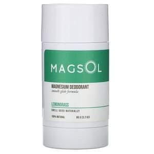 Magsol, Magnesium Deodorant, Lemongrass, 3.2 oz (95 g) - HealthCentralUSA