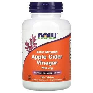 Now Foods, Apple Cider Vinegar, Extra Strength, 750 mg, 180 Tablets - HealthCentralUSA