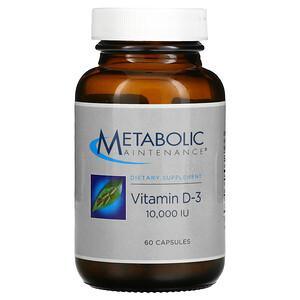 Metabolic Maintenance, Vitamin D-3, 250 mcg (10,000 IU), 60 Capsules - HealthCentralUSA