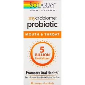 Solaray, Mycrobiome Probiotic, Mouth & Throat, Berry Flavor, 5 Billion, 30 Lozenges - HealthCentralUSA