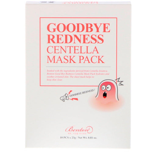 Benton, Goodbye Redness Centella Beauty Mask Pack, 10 Sheets, 0.81 oz (23 g) Each - HealthCentralUSA