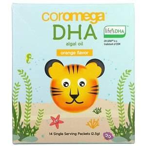 Coromega, DHA Algal Oil, Orange, 14 Single Serve Packets, 2.5 g Each - HealthCentralUSA
