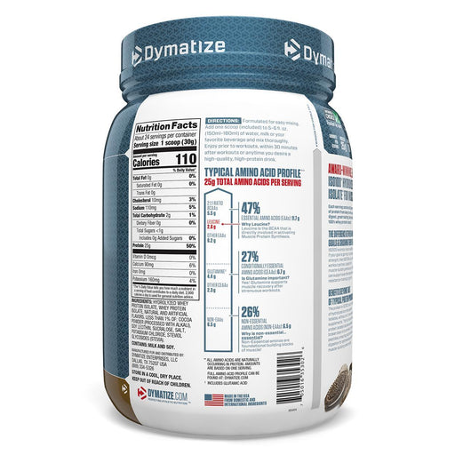 Dymatize Nutrition, ISO100 Hydrolyzed, 100% Whey Protein Isolate, Cookies & Cream, 1.6 lbs (725 g) - HealthCentralUSA