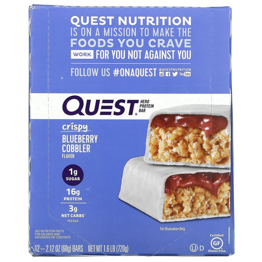 Quest Nutrition, Hero Protein Bar, Crispy Blueberry Cobbler, 12 Bars, 2.12 oz (60 g) - HealthCentralUSA