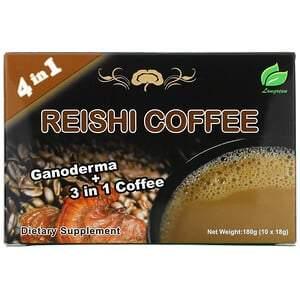 Longreen, 4 in 1 Reishi Coffee, 10 Sachets, (18 g) Each - HealthCentralUSA