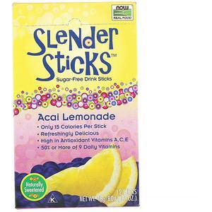 Now Foods, Real Food, Slender Sticks, Acai Lemonade, 12 Sticks, (4 g) Each - HealthCentralUSA