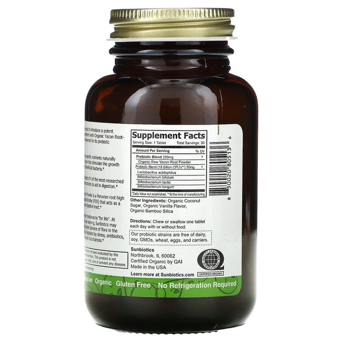 Sunbiotics, Potent Probiotics With Organic Yacon Root Prebiotics, 30 Vegetarian Tablets - HealthCentralUSA