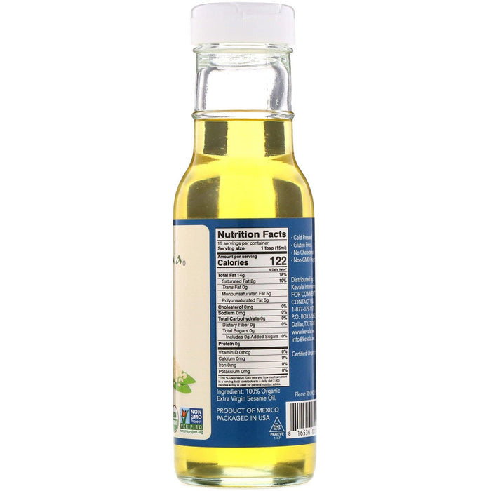 Kevala, Extra Virgin Organic Sesame Oil, 8 fl oz (236 ml) - HealthCentralUSA
