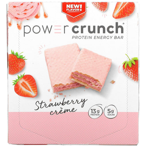 BNRG, Power Crunch Protein Energy Bar, Strawberry Creme, 12 Bars, 1.4 oz (40 g) Each - HealthCentralUSA