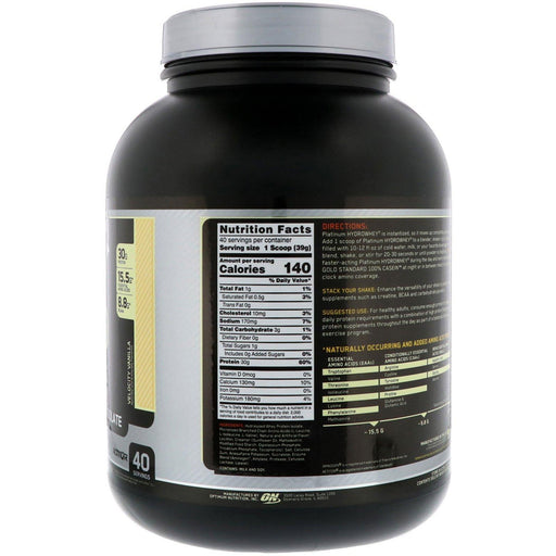 Optimum Nutrition, Platinum Hydro Whey, Velocity Vanilla, 3.5 lbs (1.59 kg) - HealthCentralUSA