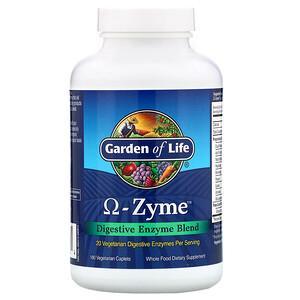 Garden of Life, Omega-Zyme, Digestive Enzyme Blend, 180 Vegetarian Caplets - HealthCentralUSA