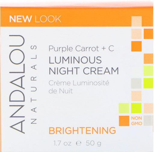 Andalou Naturals, Luminous Night Cream, Purple Carrot + C, Brightening, 1.7 fl oz (50 ml) - HealthCentralUSA