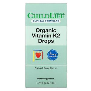 Childlife Clinicals, Organic Vitamin K2 Drops, Natural Berry Flavor , 0.25 fl oz (7.5 ml) - HealthCentralUSA