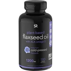 Sports Research, Flaxseed Oil with Plant Based Omega-3, 1,200 mg, 180 Veggie Softgels - HealthCentralUSA