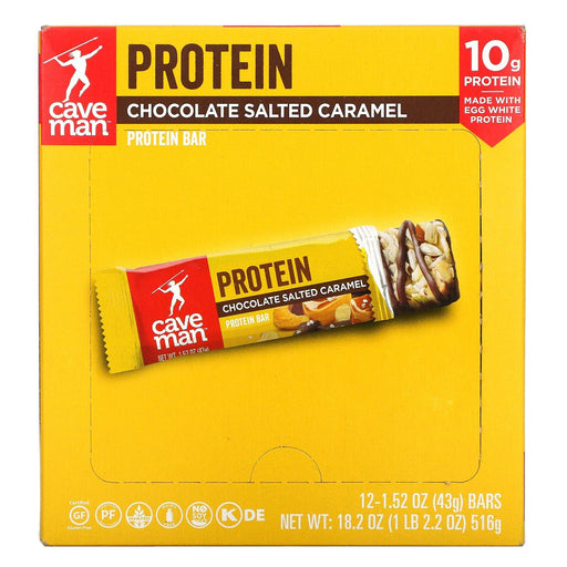 Caveman Foods, Protein Bars, Chocolate Salted Caramel, 12 Bars, 1.52 oz (43 g) Each - HealthCentralUSA