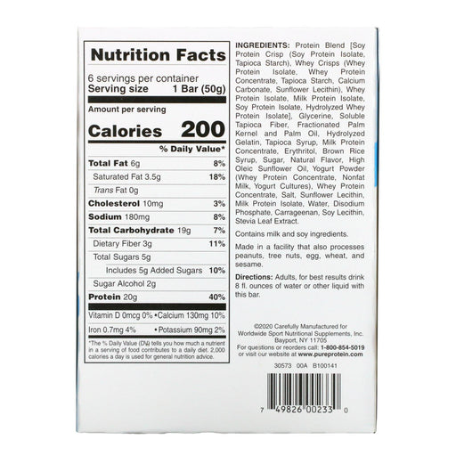 Pure Protein, Protein Bars, Marshmallow Crispy Treat, 6 Bars, 1.76 oz (50 g) Each - HealthCentralUSA