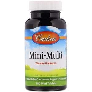 Carlson Labs, Mini-Multi, Vitamins & Minerals, Iron-Free, 180 Tablets - HealthCentralUSA