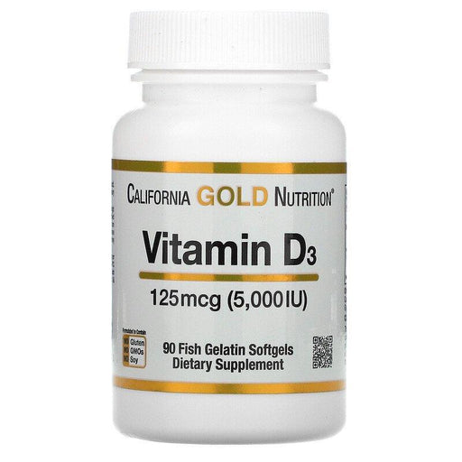 California Gold Nutrition, Vitamin D3, 125 mcg (5,000 IU), 90 Fish Gelatin Softgels - HealthCentralUSA
