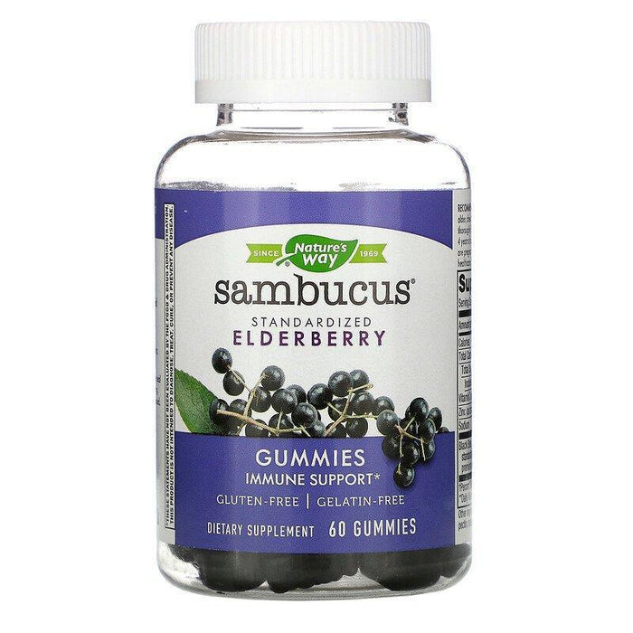 Nature's Way, Sambucus Standardized Elderberry Gummies with Vitamin C and Zinc, 60 Gummies - HealthCentralUSA