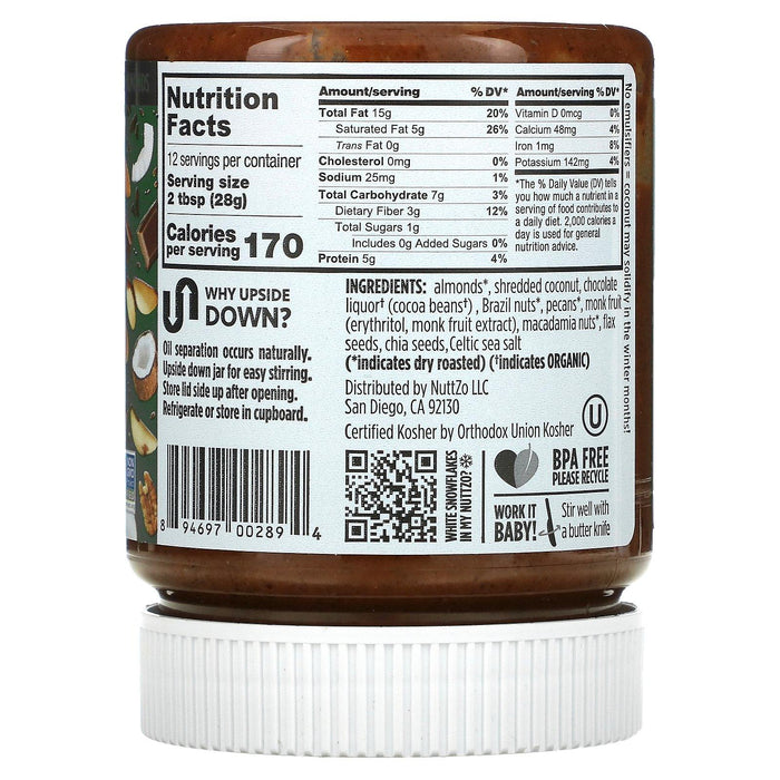 Nuttzo, 7 Nut & Seed Butter, Chocolate Keto Crunchy, 12 oz (340 g) - HealthCentralUSA
