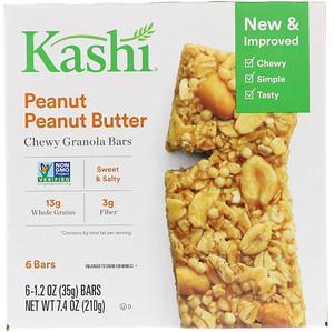 Kashi, Chewy Granola Bars, Peanut Peanut Butter, 6 Bars, 1.2 oz (35 g) Each - HealthCentralUSA