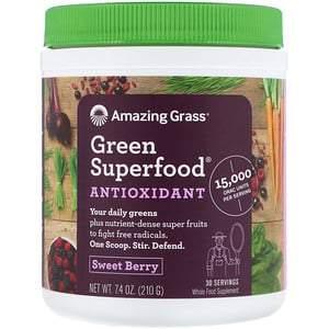 Amazing Grass, Green Superfood Antioxidant, Sweet Berry, 7.4 oz (210 g) - HealthCentralUSA