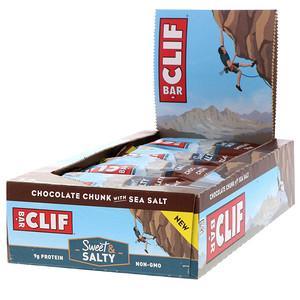 Clif Bar, Energy Bar, Chocolate Chunk with Sea Salt, 12 Bars, 2.40 oz (68 g) Each - HealthCentralUSA