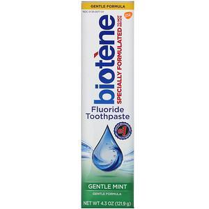 Biotene Dental Products, Gentle Formula Fluoride Toothpaste, Gentle Mint, 4.3 oz (121.9 g) - HealthCentralUSA