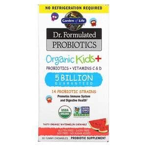 Garden of Life, Dr. Formulated Probiotics, Organic Kids +, Tasty Organic Watermelon, 30 Yummy Chewables - HealthCentralUSA
