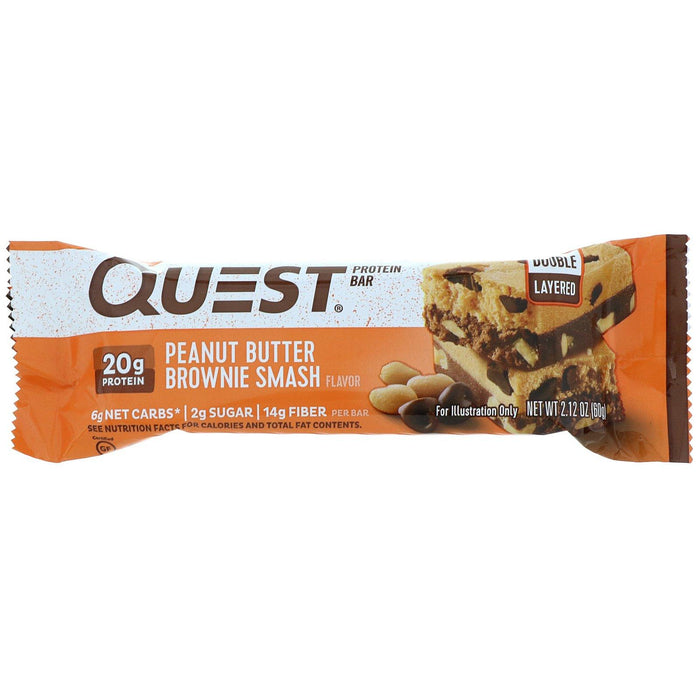 Quest Nutrition, Protein Bar, Peanut Butter Brownie Smash, 12 Bars, 2.12 oz (60 g ) Each - HealthCentralUSA