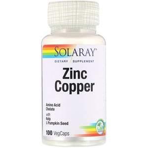 Solaray, Zinc Copper, 100 VegCaps - HealthCentralUSA