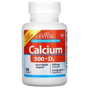 21st Century, Calcium 500 + D3, 90 Tablets - HealthCentralUSA