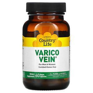 Country Life, VaricoVein for Men & Women, 60 Vegan Capsules - HealthCentralUSA