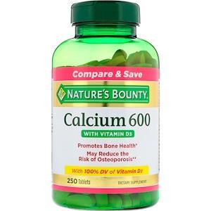 Nature's Bounty, Calcium 600 with Vitamin D3, 250 Tablets - HealthCentralUSA