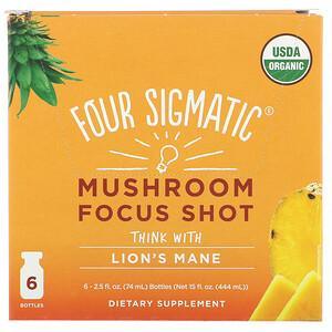 Four Sigmatic, Mushroom Focus Shot, Pineapple, 6 Bottles, 2.5 fl oz (74 ml) Each - HealthCentralUSA