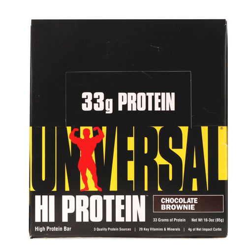 Universal Nutrition, HI Protein Bar, Chocolate Brownie, 16 Bars, 3 oz (85 g) Each - HealthCentralUSA