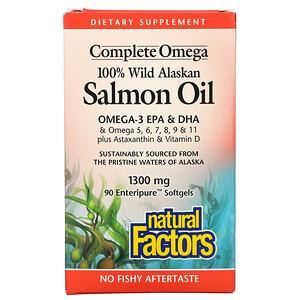 Natural Factors, 100% Wild Alaskan Salmon Oil, 1300 mg, 90 Enteripure Softgels - HealthCentralUSA