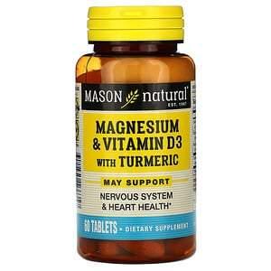 Mason Natural, Magnesium & Vitamin D3 with Turmeric, 60 Tablets - HealthCentralUSA